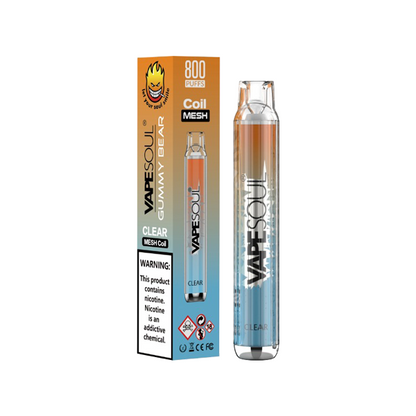 20mg VapeSoul Clear Disposable Vape Device 800 Puffs