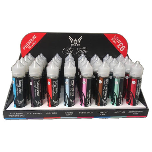 City Vape Shortfill Retail Display Kit (50VG/50PG) - 32 Pieces (Free 12 x 10ml E-liquids!)